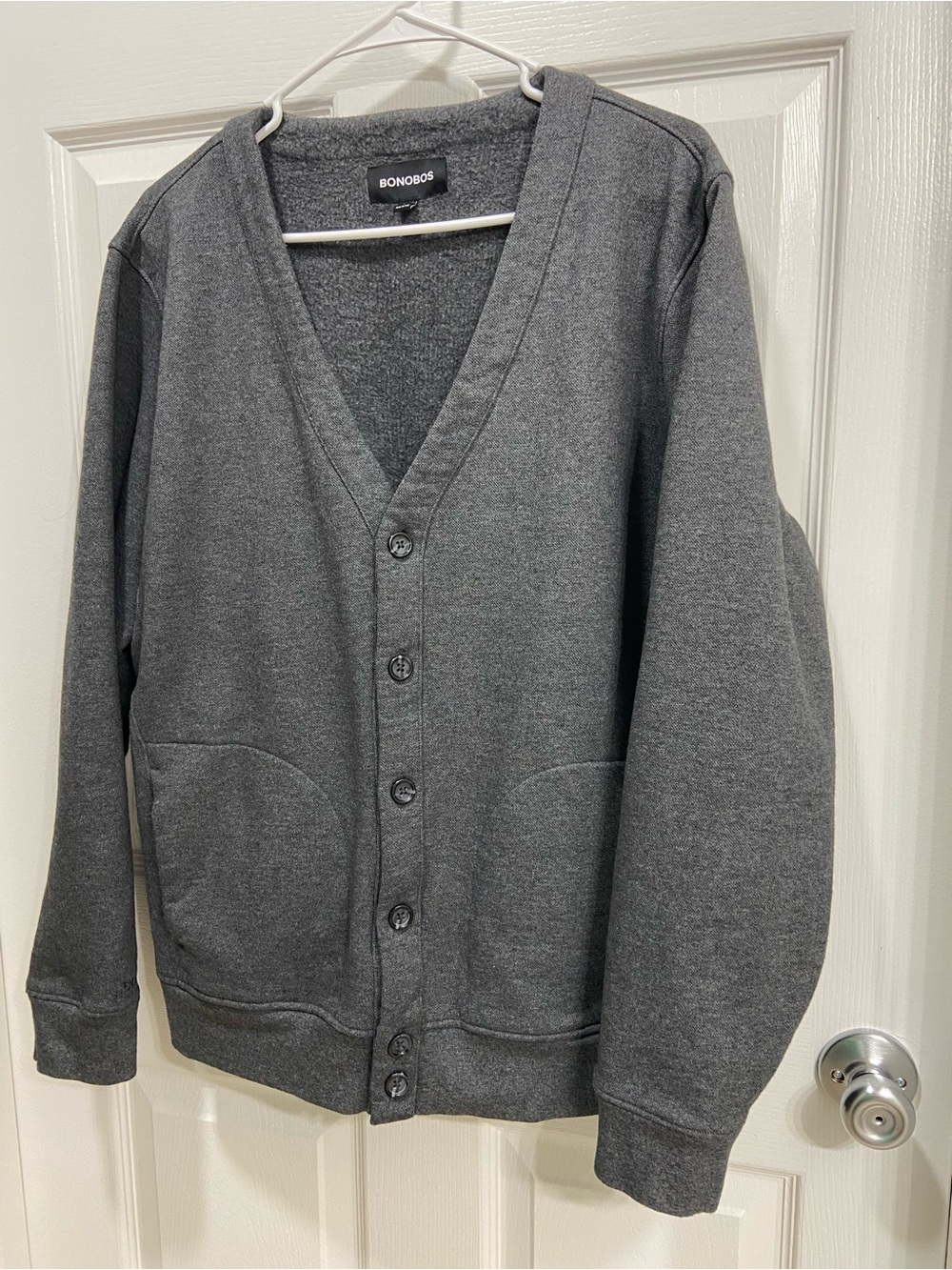 Bonobos Men's Heather Charcoal Button-Up Cardigan Size L